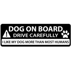 Dog on Board Vinyl Sticker | Car Bumper Sticker | Campervan Sticker | Funny Car Sticker | Stocking Filler | Funny Gift | Car Window Sticker | 190mm x 60mm