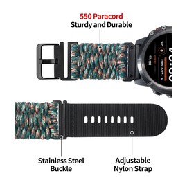 BINLUN Compatible with Garmin Watch Band 20mm 22mm 26mm, Heavy-Duty Braided 550 Paracord Nylon Sport Replacement Strap Design for Quickfit Fenix/Fit for Forerunner/for Instinct/for Quatix/for MARQ