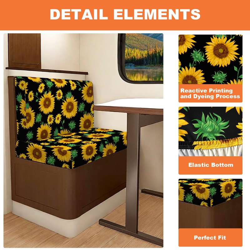 FUANGUI RV Dinette Cushion Covers Stretch Camper Cushion Cover Booth