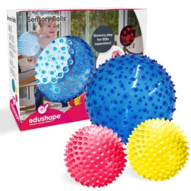 Edushape The Original Sensory Balls for Baby - Pack of 3 Vibrant Colorful Baby Balls and Unique Toddler Ball for Baby - Enhances Gross Motor Skills for Kids Aged 6 Months and Up
