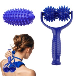 Esshogo Massage Roller with Handle, Massage Roller, Massage Roller Legs, Hedgehog Ball, Foot Massage, with 3 Hedgehog Balls Massage Balls, Interchangeable Massage Roller