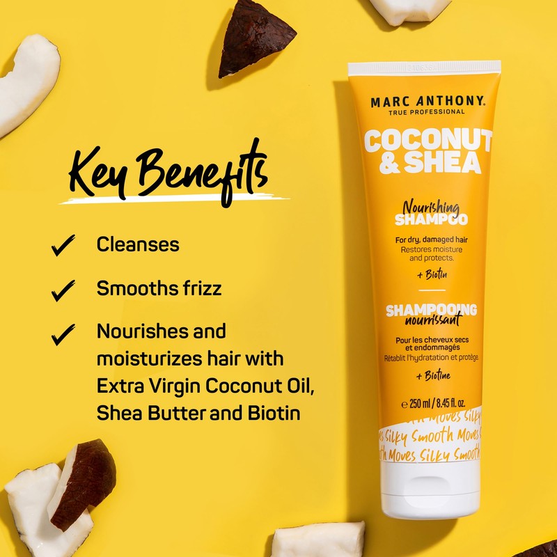 Marc Anthony Oil Shea Butter Hydrating Shampoo Ounces, Coconut, 8.4