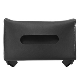 PATIKIL Car Tissue Holder, PU Leather Rectangle Napkin Paper Towel Dispenser Box Case with Elastic Strap for Car Sun Visor Seat, Black