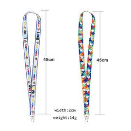 Kuskins 2 PCS Lanyard for Keys & ID Badge Holder, Adjustable Neck Strap with Swivel Hook, Cruise Lanyard for Men Women, Keychain Lanyards (Autism Awareness Puzzle Design)