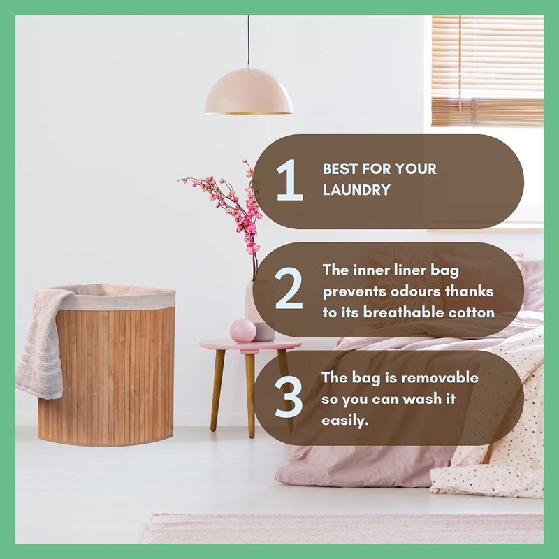 Eco Bath London Bamboo Laundry Basket with Lid - 55