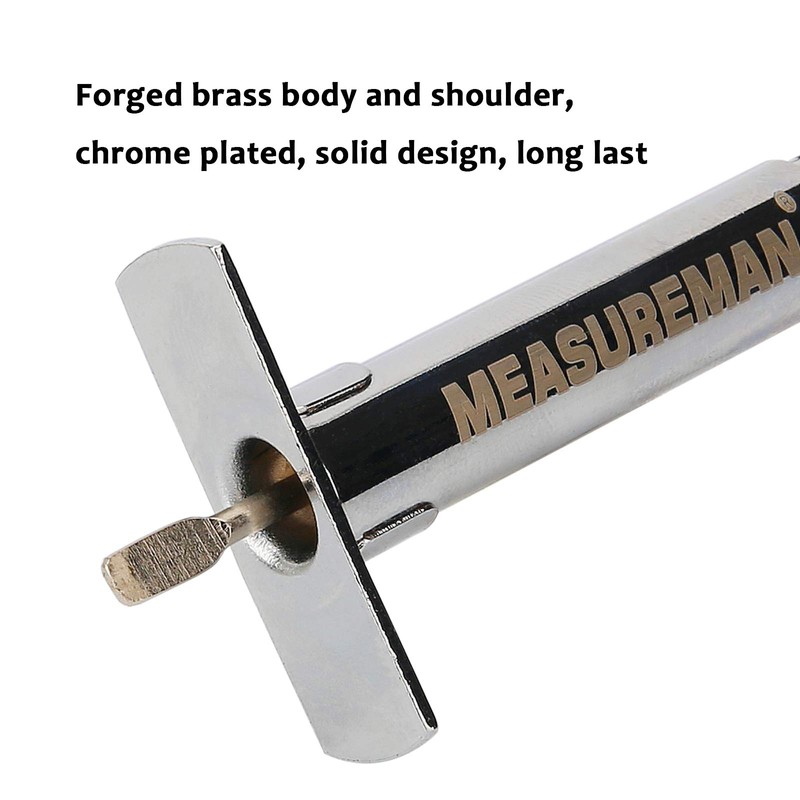 MEASUREMAN Solid Brass Body Tire Tread Depth Gauge, 0-32nd, Aluminum