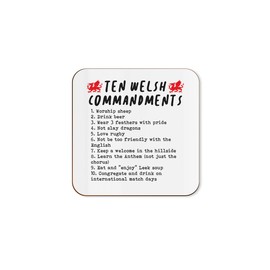 The Victorian Printing Co - Ten Welsh Commandments - Funny Single Coaster