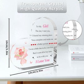 Valentines Gifts for Him Her,Heart Shaped Acrylic Plaque Gifts for Couples,Romantic Gifts for Husband Wife Girlfriend Boyfriend Anniversary Wedding Birthday Gifts,I Love You Presents for Fiancee