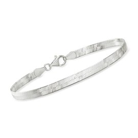 Ross-Simons Italian 4mm Sterling Silver Herringbone Bracelet 8 inches