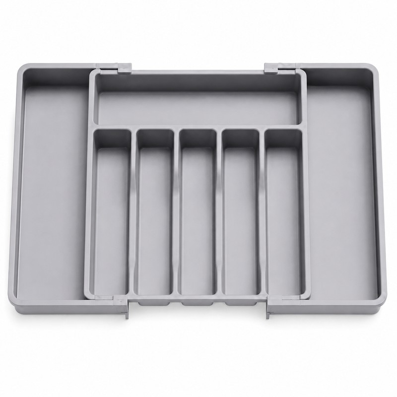 Expandable Silverware Drawer Organizer for Cutlery - Adjustable Plastic Utensil