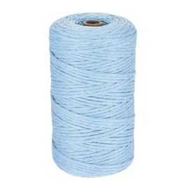 Rebower 1/8 Inch 656 Feet Macrame Cord, Cotton Cord Rope String Single Strands Twisted Braided Thick Macrame Cord [for Crafts Wall Plant Hangers] - Sky Blue