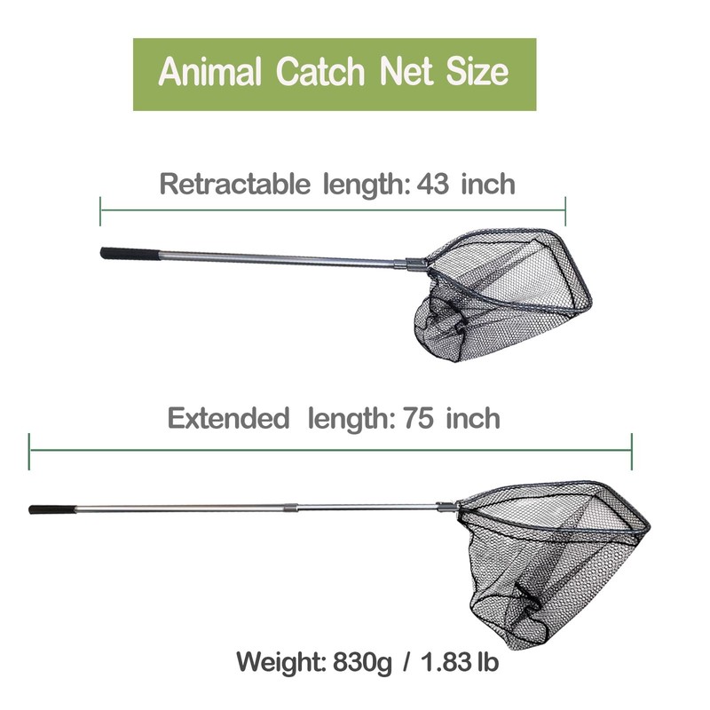 Catch Pole Net with Telescopic Handle,Animal Catcher Net for Cat,Rabbit,Chicken,Duck,Goose,Fish,Racoon,and
