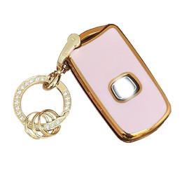 Rilnaewn Soft TPU for Acura Key Fob Shell Fits for Honda Accord Acura MDX Acura RDX Acura TL Acura TSX Acura ZDX (Pink)