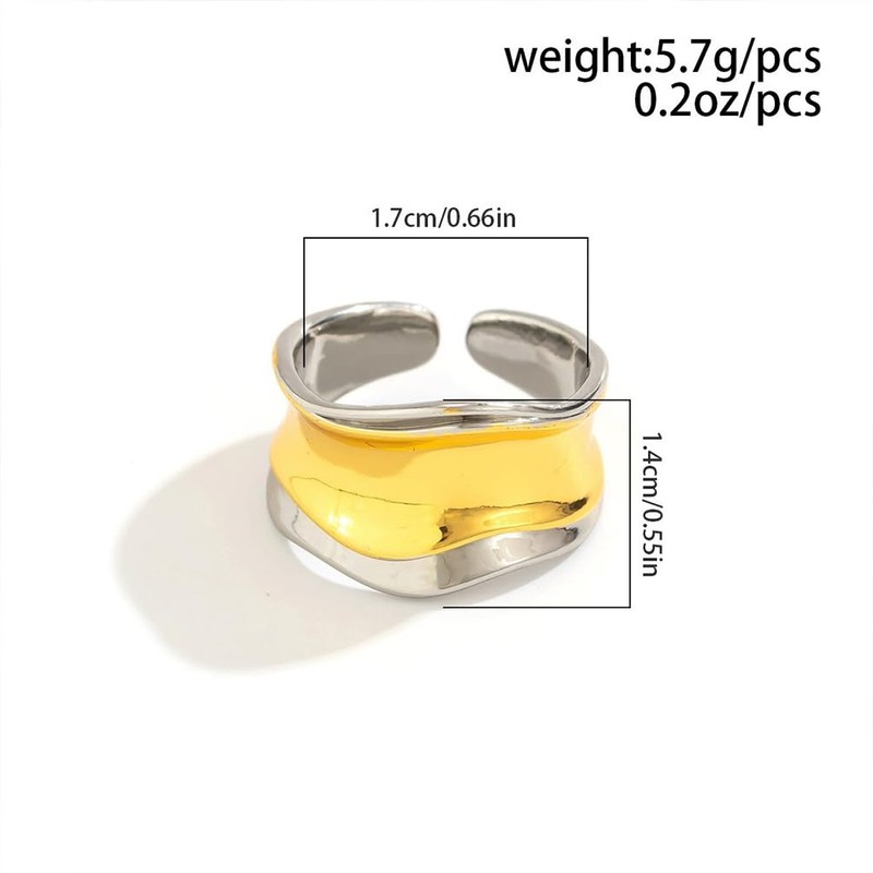 OAOSIOH Chunky Two Tone Bands Rings for Women, Statement Retro