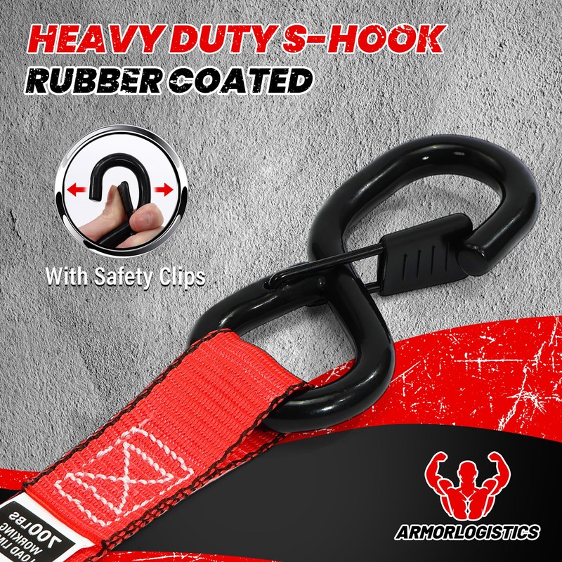 ARMORLOGISTICS Motorcycle Tie Down Strap, Ratchet Tie Down Straps, 2100IBS