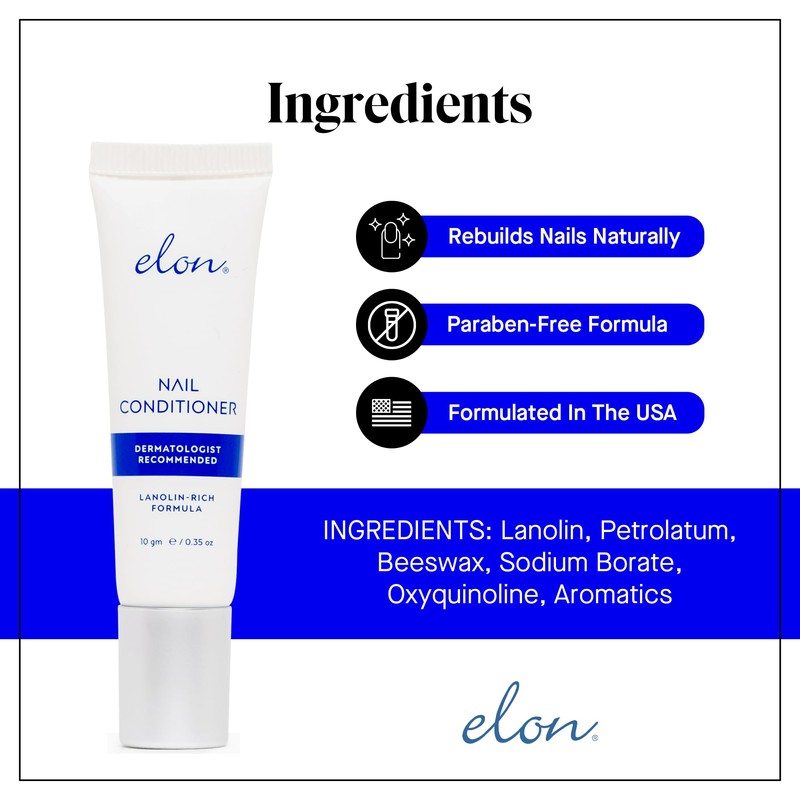 Elon Lanolin-Rich Nail Conditioner – Strengthens Nails, Protects Cuticles, Dermatologist-Recommended