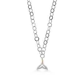 Gem Stone King Made In Italy Link Chain with 10K Yellow Gold and 925 Sterling Silver Lab Grown Diamond or Moissanite Ocean Charm Pendant Necklace For Women