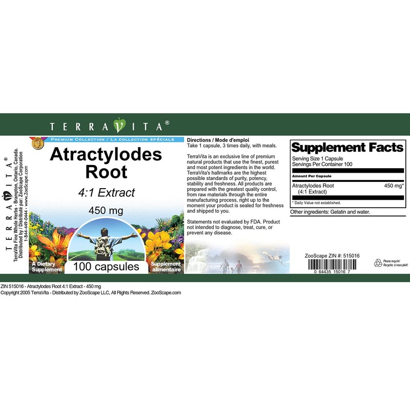 Atractylodes Root 4:1 Extract - 450 mg (100 Capsules, ZIN: