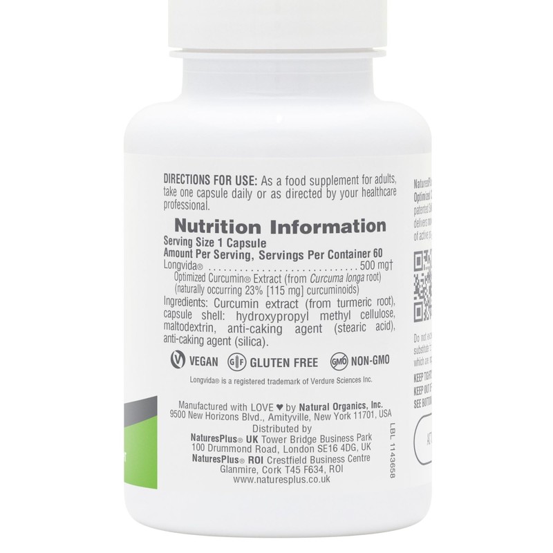 NaturesPlus PRO Optimized Curcumin Longvida 500 mg Capsules - Superior
