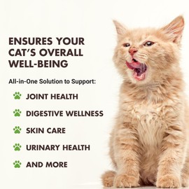 LIQUID-VET Premium 10-in-1 Cat Wellness Multi-Supplement: Glucosamine, Cranberry Extract, Prebiotics, for Cats – Ultimate Feline Joint, Urinary, Skin, Immune, Digestive Formula Specifically for Cats