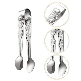 JYTDBCS Sugar Tongs, U Shaped Ice Tongs Stainless Steel Mini Serving Tongs - 4Inch Rose Sugar Cube Tongs for Tea Party, Coffee, Appetizers, Desserts Kitchen Tools(Silver)