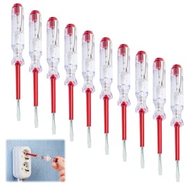 Pack of 10 Voltage Tester Phase Tester Screwdriver Chamfer Tester 45200 100 V ~ 500 V GS Tested According to DIN VDE 0680, Robust Screwdriver Blade Made of Hardened Tool Steel C60 Transparent/Red