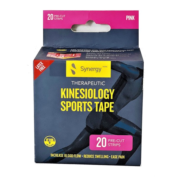 Kinesiology Tape by Synergy Infused with Far Infrared (FIR) Pre-Cut Stretch (Pink)