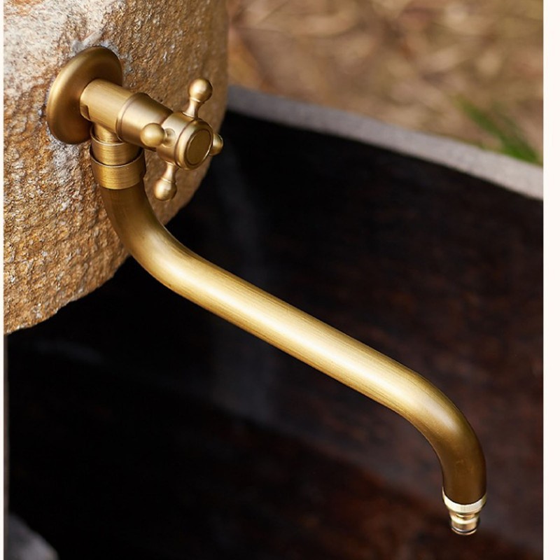 S Spout Antique Wall Mounted Faucet Single Cold Anti Freeze