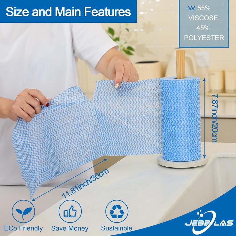 JEBBLAS Reusable Household & Kitchen Wipes, Disposable Cleaning Cloths, Wash