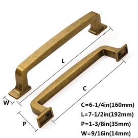 Khtumeware 10 Pack 6-1/4 Inch Antique Brass Cabinet Pulls Vintage Drawer Pulls Kitchen Cabinet Hardware Cupboard Handles