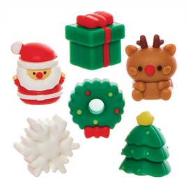 Baker Ross FN346 Christmas Erasers - Pack of 12, Christmas Party Bag Fillers for Kids