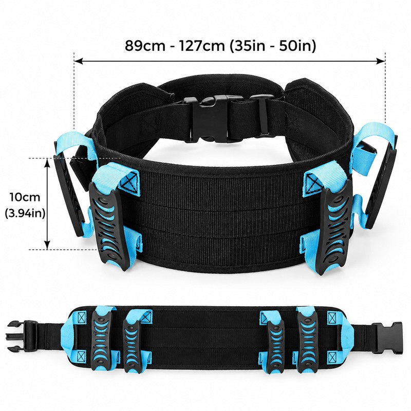 Adjustable Gait Belt for Assisted Walking and Transfers – Multi-Handle