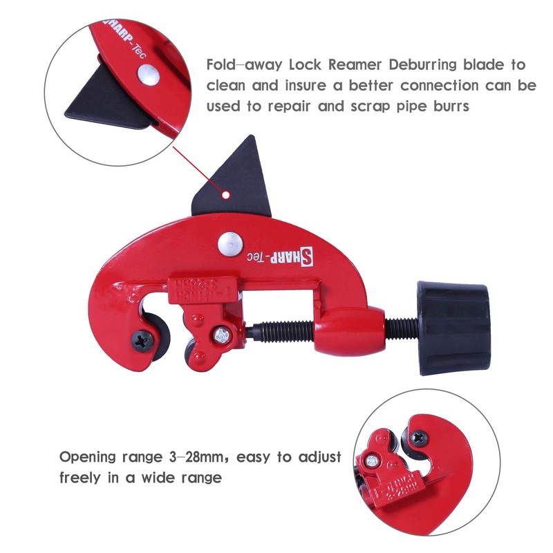 Sharp-Tec 3-28mm Tube Cutter, Adjustable Aluminum Alloy Pipe Cutter for