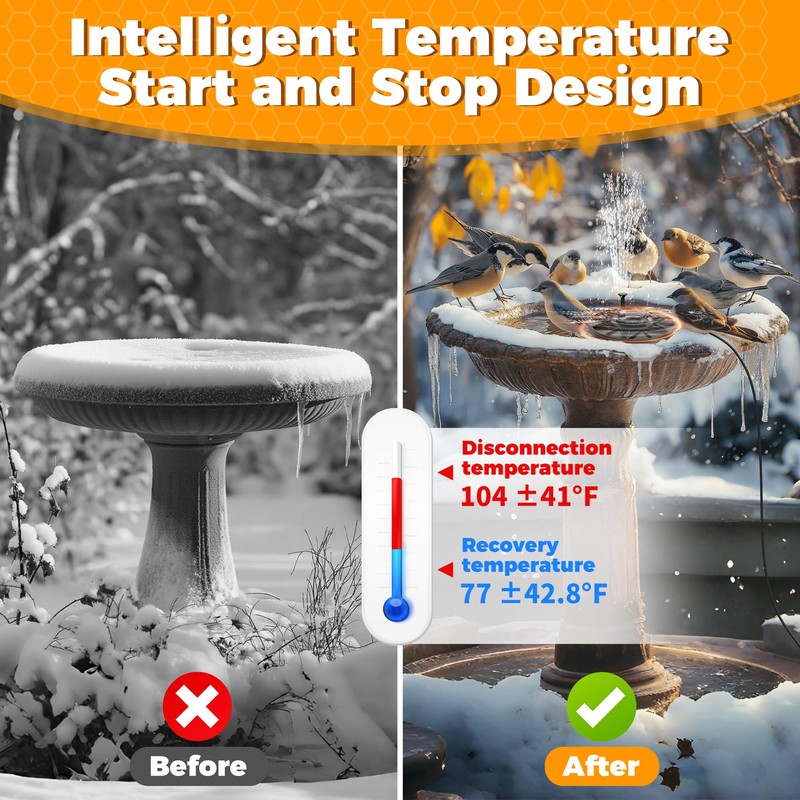 Loyala Bird Bath Heater, 70W Submersible Pond Deicer Bird Bath