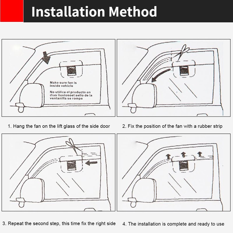 Acouto Ventilador Solar para Auto, Ventilador Solar Universal para Ventana
