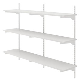 Wallniture Turin 3 pcs 48 inch Long, 10 inch Deep Bookshelf, Height Adjustable Brackets, Ladder Shelf Style Wall Mounting Shelves, 3 Tier, White