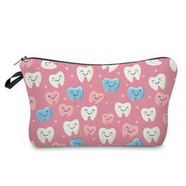 Livel lhood Cartoon Teeth Makeup Bag Cute Small Organizer Zipper Pouch Cartoon Teeth Cosmetic Bag Birthday Present for Women Friends -5
