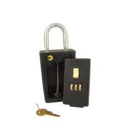 NU-SET Lock | 3-Number Combination Lock Box | Keyed Shackle Key Storage Lock Box | Home Improvement & Door Hardware (Black)