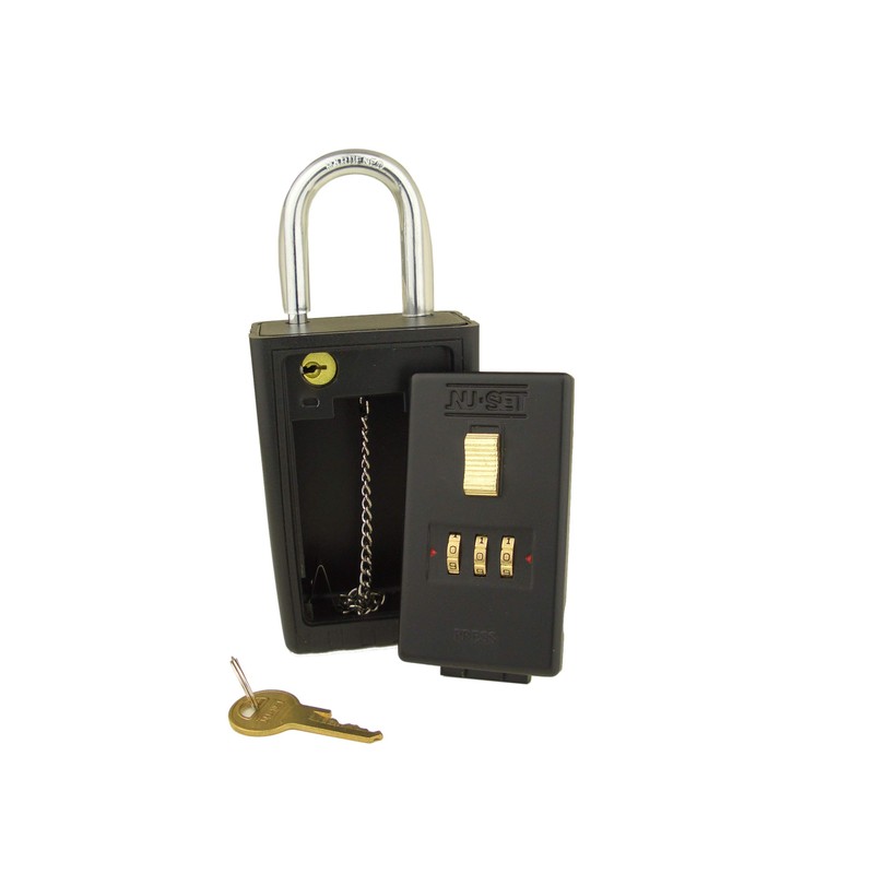 NU-SET Lock | 3-Number Combination Lock Box | Keyed Shackle