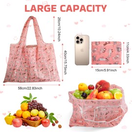 QZDAFFIC Pack of 8 Shopping Bags, Foldable Notabag Shopping, 66 cm x 58 cm, Shopper Bag, Women's Large Cute Beach Bag, Reusable, Durable, Washable Shopper Bags for Food Storage
