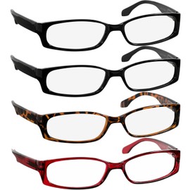 TruVision Readers Reading Glasses - 9503H -2Black-Tortoise-Red-3.00