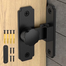 StickNGo Heavy Duty 90 Degree Barn Door Lock, 304 Stainless Steel Security Sliding Door Latch for Barn, Garden, Bathroom, Fence, Shed - Anti-Rust and Robust (Plum-Form Black-1 Pc)