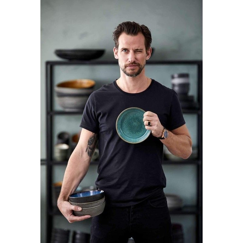 BITZ Stoneware Soup Bowl, 18cm Diameter, Green/Green