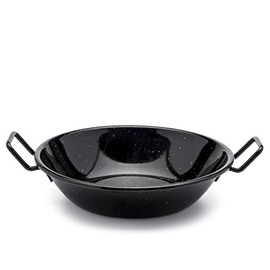 Zinel 4504 Pan Kadai/Wok with Handles, Enamel, Black/White Dots, 26cm