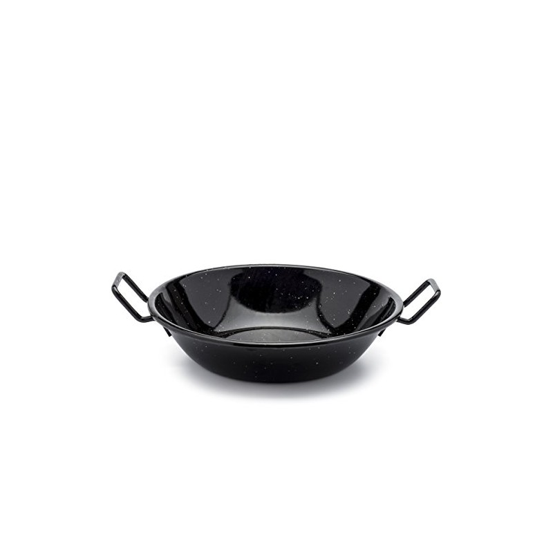Zinel 4504 Pan Kadai/Wok with Handles, Enamel, Black/White Dots, 26cm