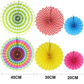 Time to Sparkle 6pcs Mix Hanging Paper Flowers Party Fan Tissue Paper Fan Festival Party Wedding Home Birthday Decor, 6X Fan-MultiColor