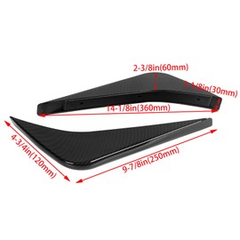 Rear Bumper Lower Air Diffuser Fins Valance Kit Compatible with 2014-2019 Corvette C7 Carbon Fiber Painted (ABS Material)