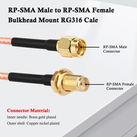 XRDS -RF RPSMA Male to RPSMA Female Cable 2FT, RPSMA Cable RG316 Coaxial Cable RPSMA Extension Antenna Cable(2PCS)