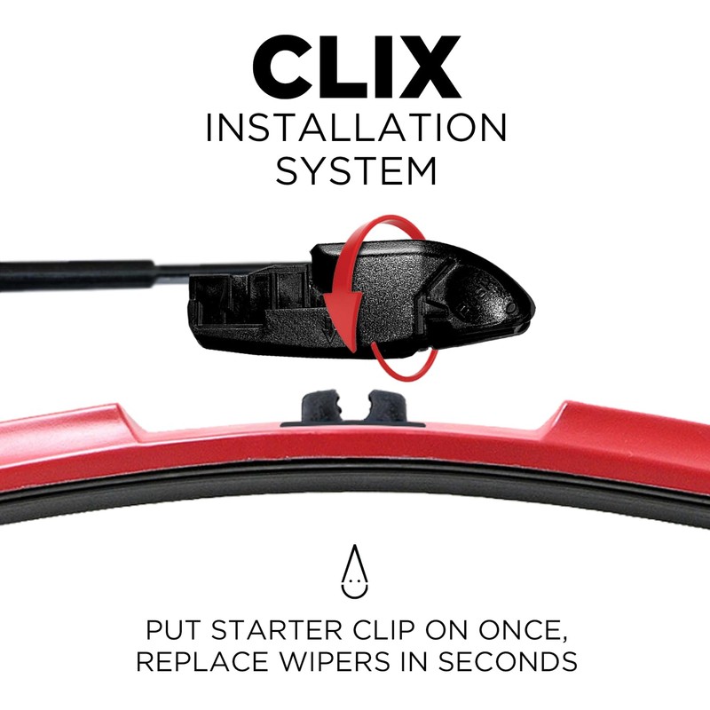 Clix Wipers - 28" Red Automotive Replacement Wiper Blade (Pack