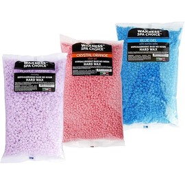 Waxness Spa Choice Assorted Hard Wax Beads 2.2 lb 1 kg Pack of 3 - Purple Jasmine, Crystal Orange, Blue Gel